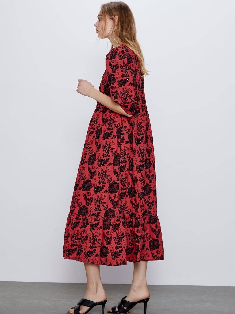 Zara Beverly Red Floral Embroidered Beaded Sequin Dress - EUC - Picture 7 of 12
